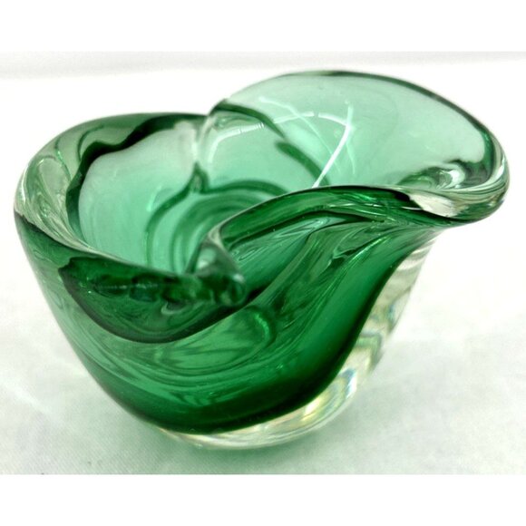 Murano Barbini Green Glass Conch Shell Bowl Paperweight 6" - Picture 2 of 6